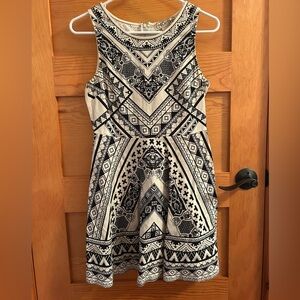 Flying Tomato Black and White Geometric Mini Dress